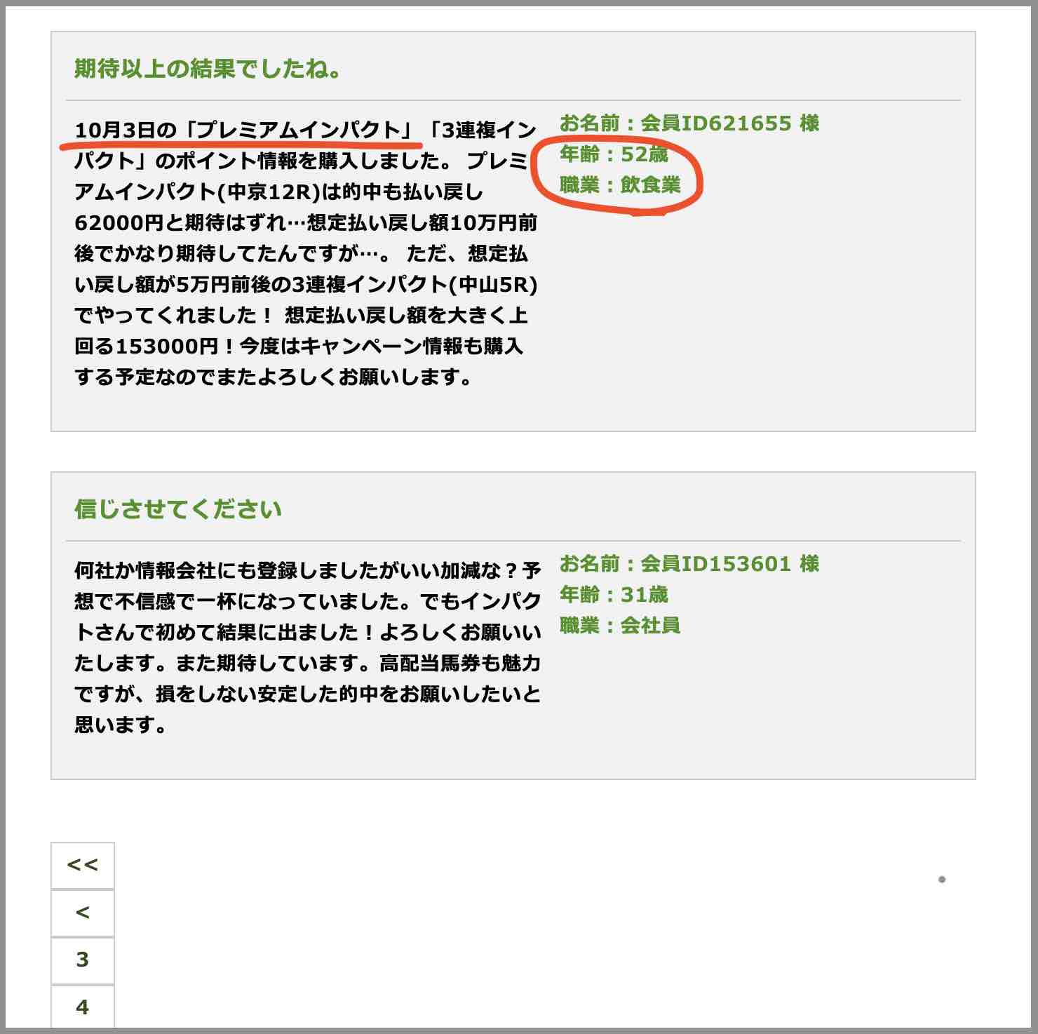 競馬情報専用サイト インパクト(IMPACT)という競馬予想サイトの利用者の声